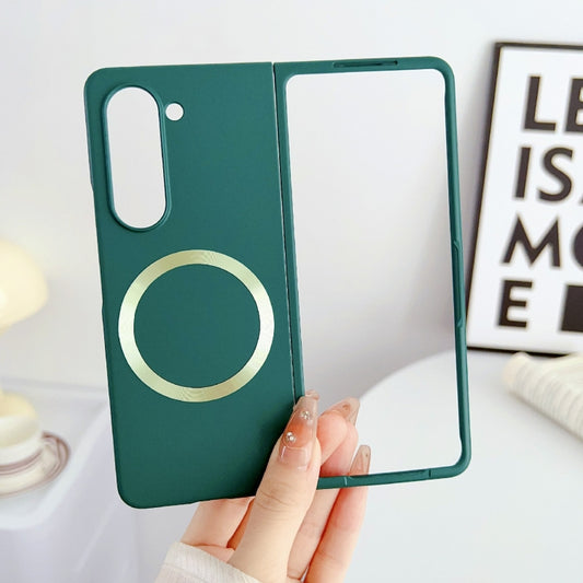 For Samsung Galaxy Z Fold5 Skin Feel Magsafe Magnetic Shockproof PC Phone Case(Dark Green) by buy2fix