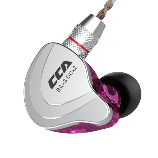 CCA CCA-C10 3.5mm Gold Plated Plug Ten Unit Hybrid Wire-controlled In-ear Earphone, Type:without Mic(Streamer Purple) by CCA