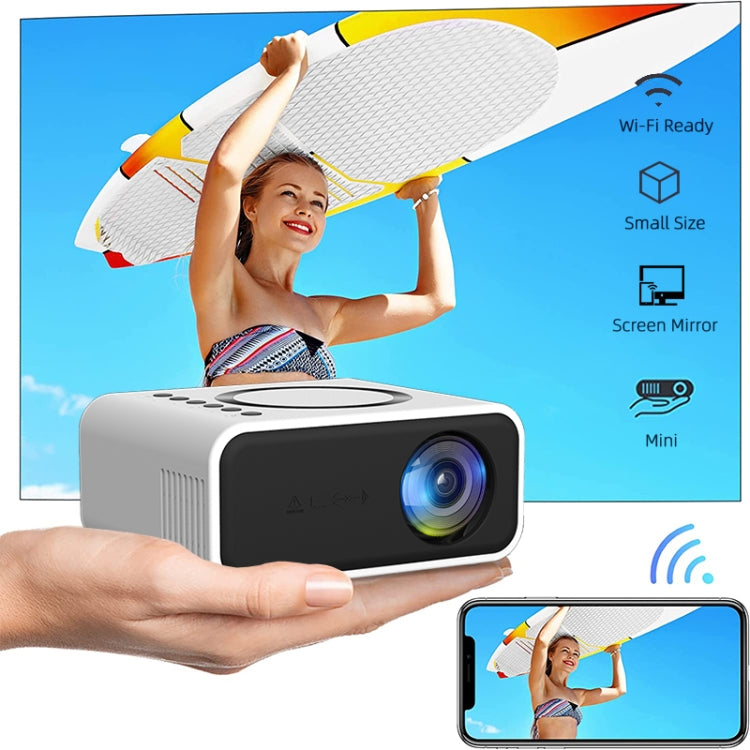 T300S 320x240 24ANSI Lumens Mini LCD Projector Supports Wired & Wireless Same Screen, Specification:UK Plug(White) by buy2fix