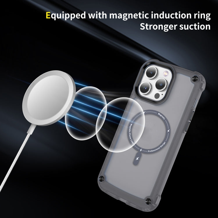 For iPhone 13 Pro Max Skin Feel TPU + PC MagSafe Magnetic Phone Case(Transparent Black) by buy2fix