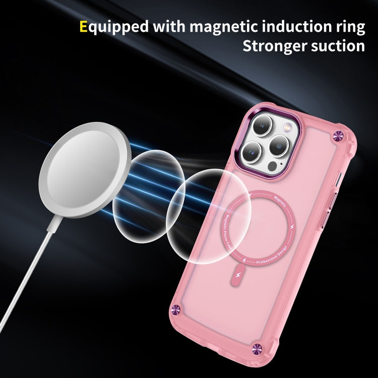 For iPhone 15 Plus Skin Feel TPU + PC MagSafe Magnetic Phone Case(Transparent Pink) by buy2fix