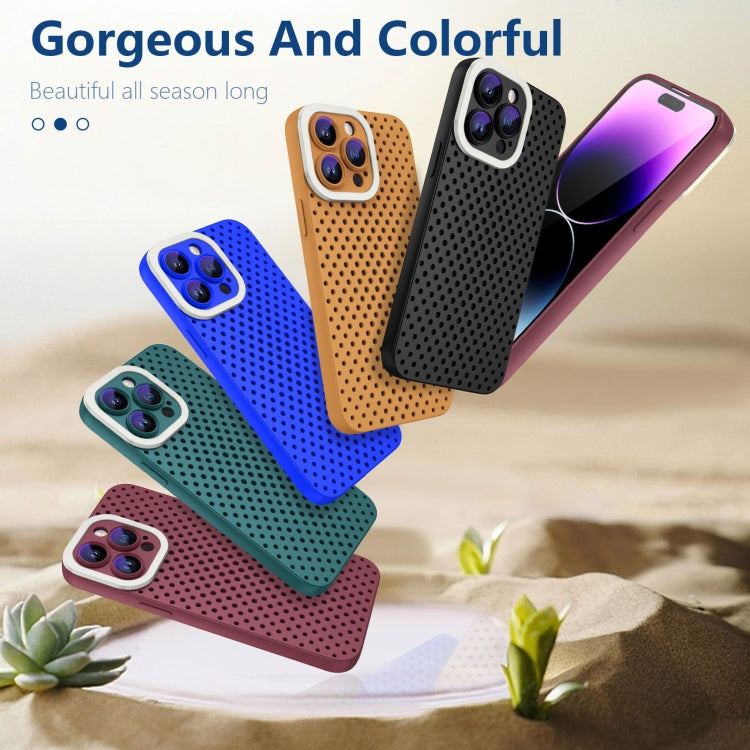 For iPhone 13 Pro Max Hollow Heat Dissipation TPU Phone Case(Blue) by buy2fix