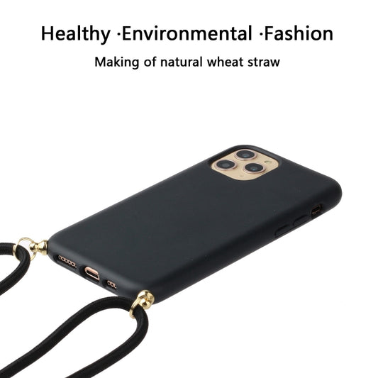 For iPhone 15 Pro Wheat Straw Material + TPU Phone Case with Lanyard(Black) by buy2fix