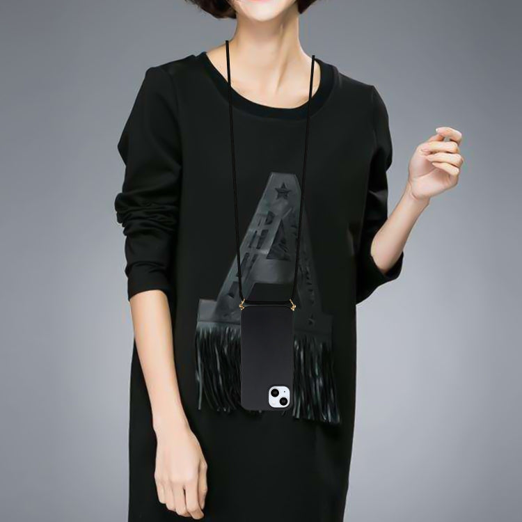 For iPhone 15 Plus Wheat Straw Material + TPU Phone Case with Lanyard(Black) by buy2fix