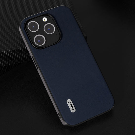 For iPhone 14 Plus ABEEL Genuine Leather Xiaoya Series Phone Case(Blue) by buy2fix