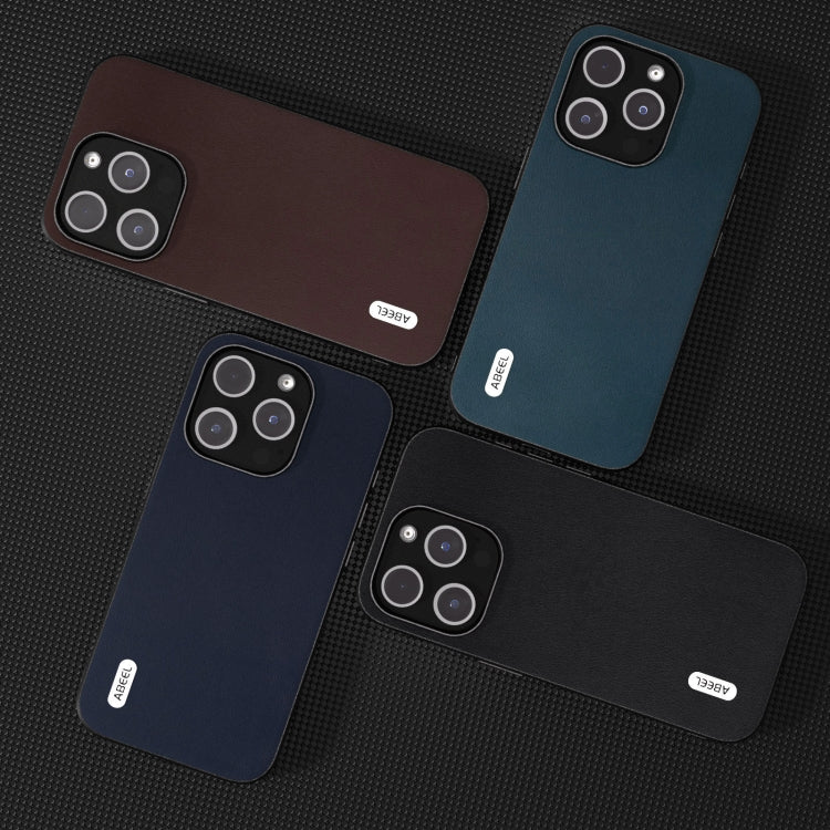 For iPhone 14 Plus ABEEL Genuine Leather Xiaoya Series Phone Case(Blue) by buy2fix