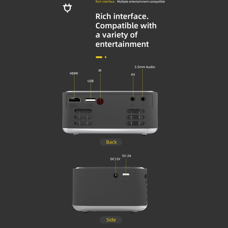 T20 320x240 400 Lumens Basic Version Portable Home Theater LED HD Digital Projector, Plug Type:UK Plug(Yellow) by buy2fix
