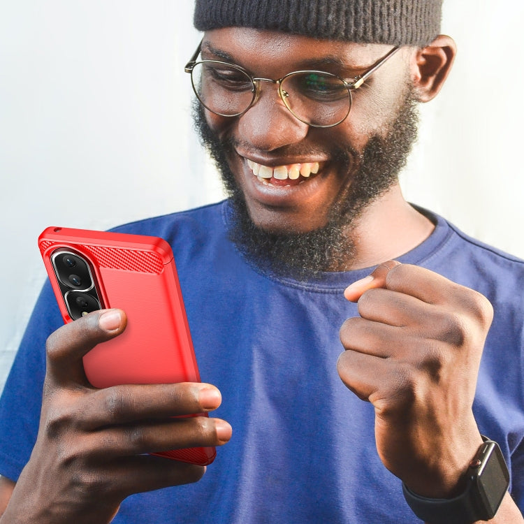 For Honor 90 Pro Brushed Texture Carbon Fiber TPU Phone Case(Red) by buy2fix