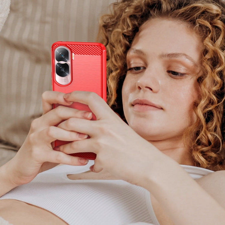 For Honor 90 / 80 Brushed Texture Carbon Fiber TPU Phone Case(Red) by buy2fix