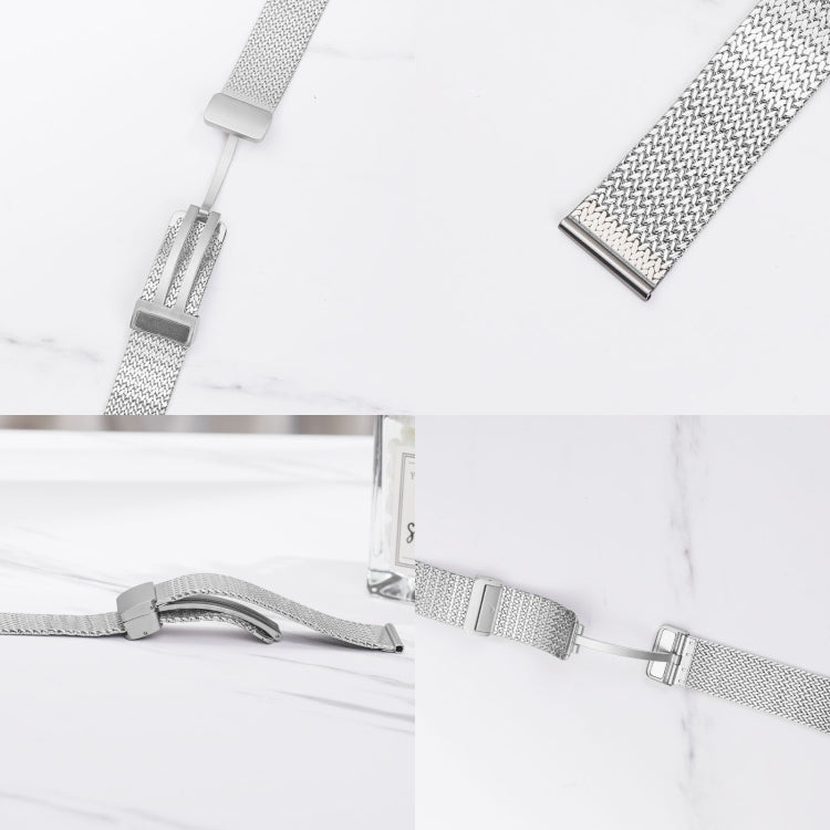 For Apple Watch SE 2022 40mm Magnetic Buckle Herringbone Mesh Metal Watch Band(Starlight) by buy2fix