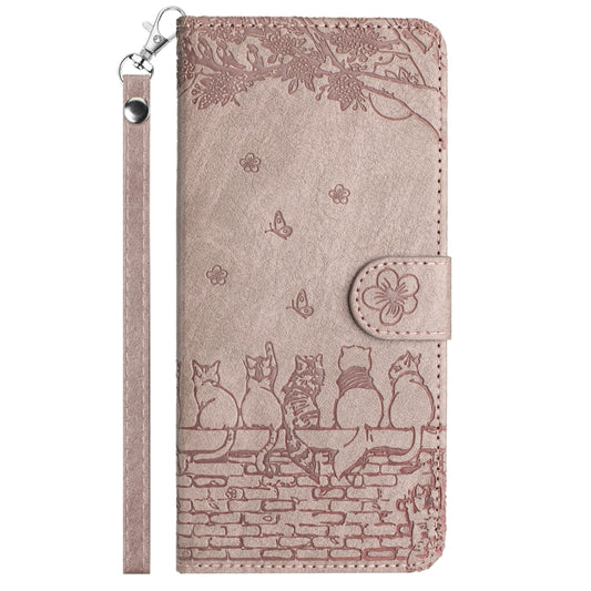 For Xiaomi Redmi Note 11 Pro 4G/5G Global Cat Embossing Pattern Leather Phone Case with Lanyard(Grey) by buy2fix