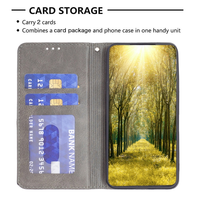 For iPhone 15 Rhombus Texture Magnetic Leather Phone Case(Grey) by buy2fix