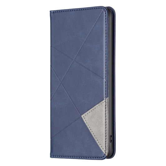 For iPhone 15 Rhombus Texture Magnetic Leather Phone Case(Blue) by buy2fix