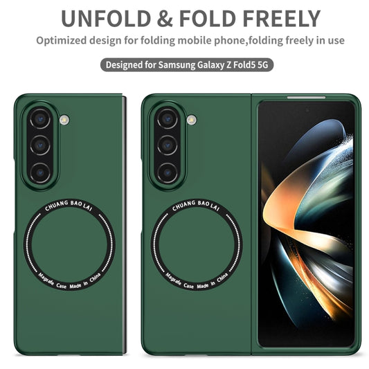 For Samsung Galaxy Z Fold5 Magsafe Magnetic Folding PC Phone Case(Green) by buy2fix