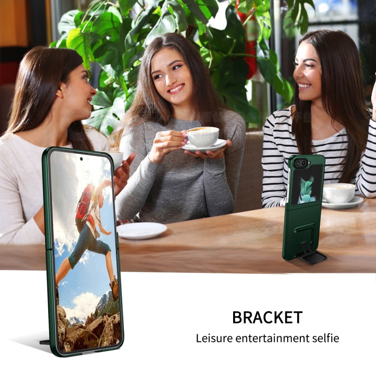 For Samsung Galaxy Z Flip5 5G Three-dimensional Folding Holder PC Phone Case(Green) by buy2fix