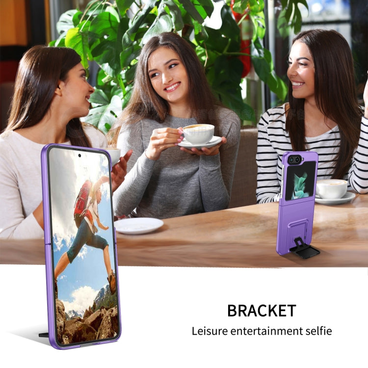 For Samsung Galaxy Z Flip5 5G Three-dimensional Folding Holder PC Phone Case(Purple) by buy2fix
