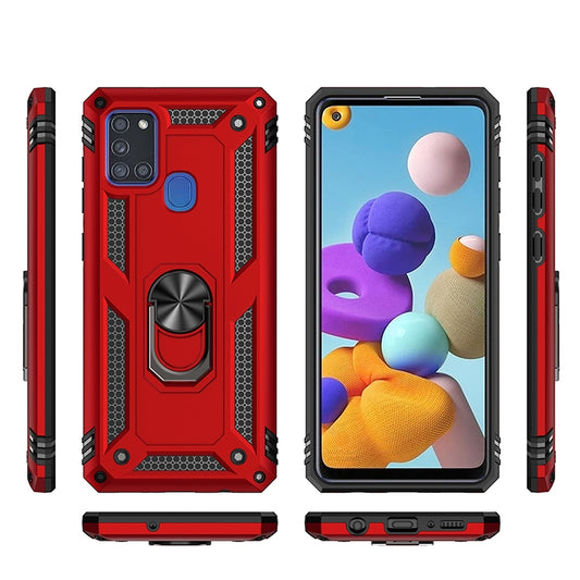 For Samsung Galaxy A21s Shockproof TPU + PC Protective Case with 360 Degree Rotating Holder(Black) by buy2fix
