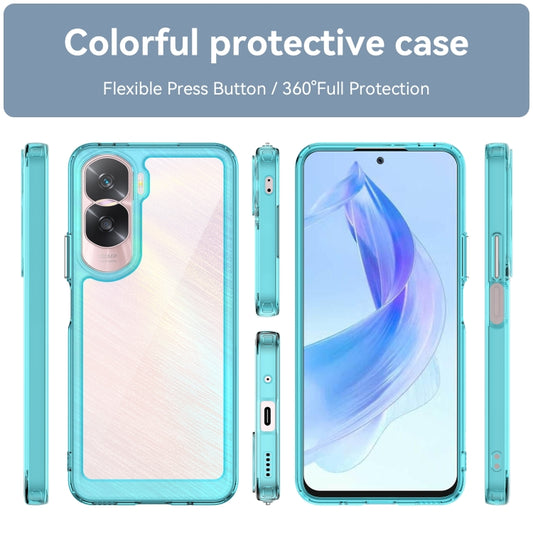 For Honor 90 Lite Colorful Series Acrylic Hybrid TPU Phone Case(Transparent Blue) by buy2fix