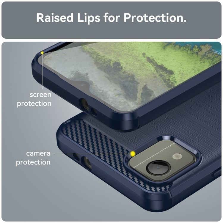 For Nokia C110 Brushed Texture Carbon Fiber TPU Phone Case(Blue) by buy2fix