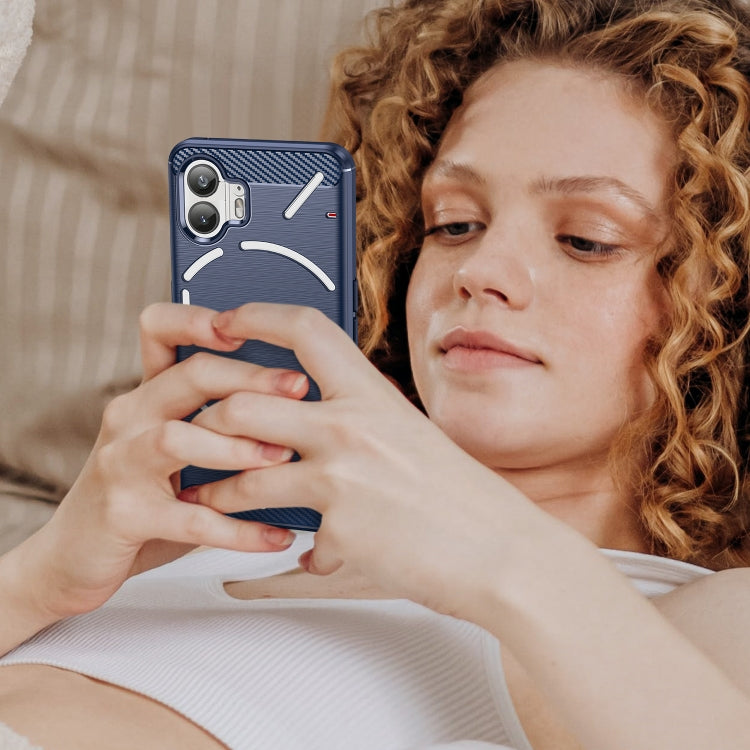 For Nothing Phone 2 Carbon Fiber Brushed Texture TPU Phone Case(Blue) by buy2fix