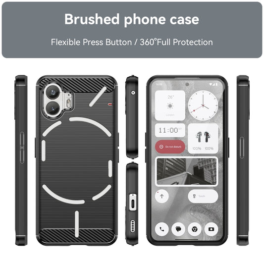 For Nothing Phone 2 Carbon Fiber Brushed Texture TPU Phone Case(Black) by buy2fix