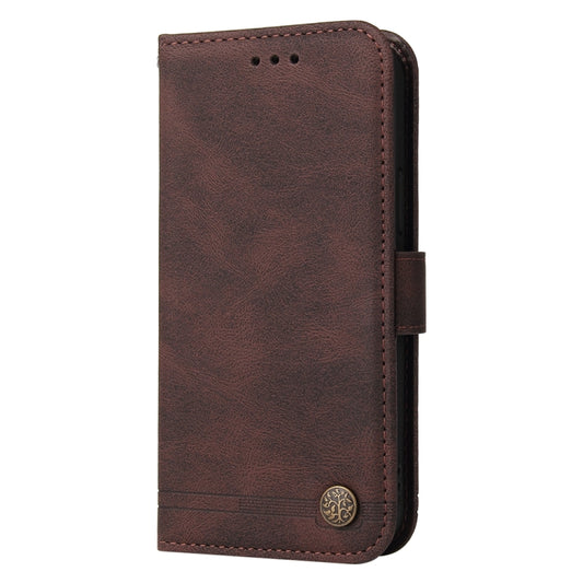 For vivo Y36 4G / 5G Foreign Skin Feel Life Tree Metal Button Leather Phone Case(Brown) by buy2fix