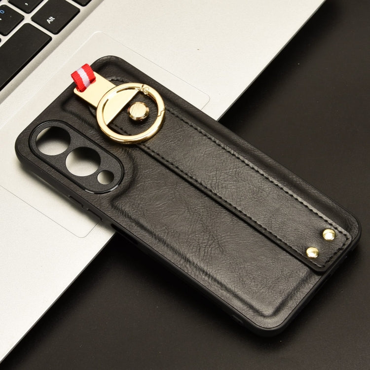 For vivo Y17s 4G Wristband Leather Back Phone Case(Black) by buy2fix