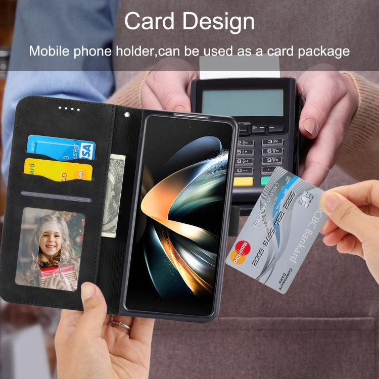 For Samsung Galaxy Z Fold5 Dierfeng Dream Line TPU + PU Leather Phone Case(Black) by buy2fix