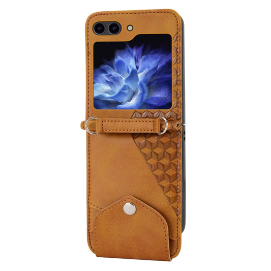 For Samsung Galaxy Z Flip5 Cubic Grid Calf Texture Magnetic Leather Phone Case(Yellow) by buy2fix