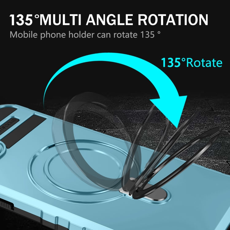 For iPhone 14 MagSafe Magnetic Holder Phone Case(Light Blue) by buy2fix