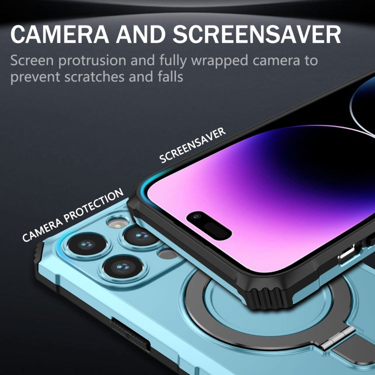For iPhone 14 Pro MagSafe Magnetic Holder Phone Case(Light Blue) by buy2fix