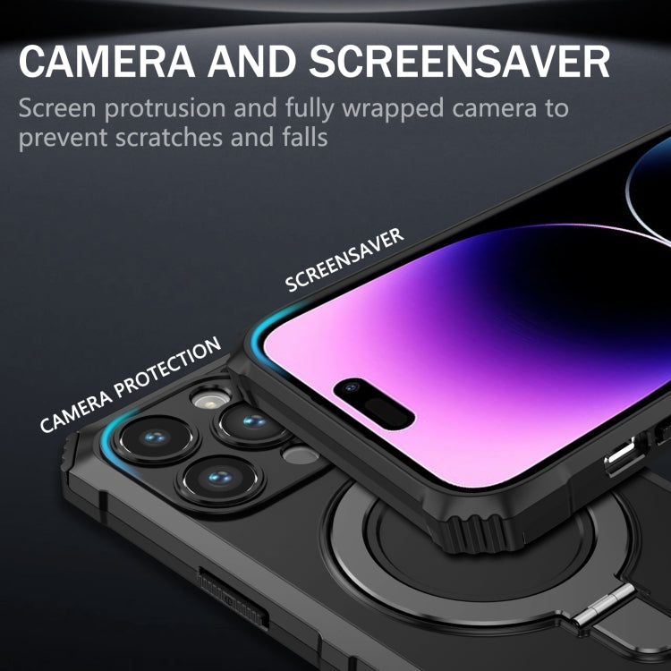 For iPhone 14 Pro Max MagSafe Magnetic Holder Phone Case(Black) by buy2fix