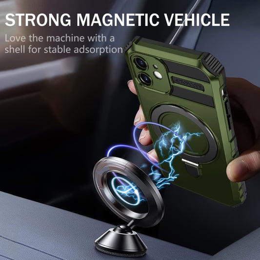 For iPhone 12 MagSafe Magnetic Holder Phone Case(Green) by buy2fix