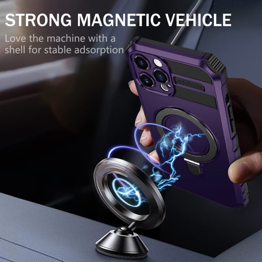 For iPhone 12 Pro Max MagSafe Magnetic Holder Phone Case(Purple) by buy2fix