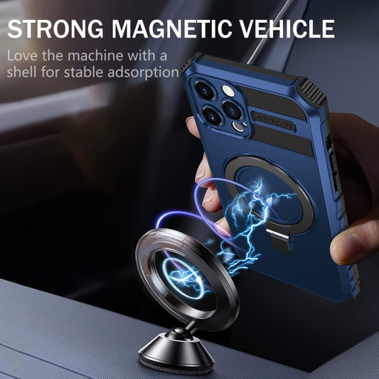 For iPhone 12 Pro MagSafe Magnetic Holder Phone Case(Blue) by buy2fix