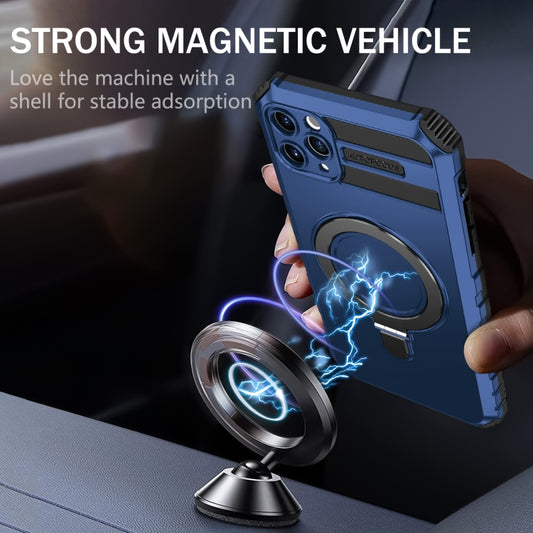 For iPhone 11 Pro Max MagSafe Magnetic Holder Phone Case(Blue) by buy2fix