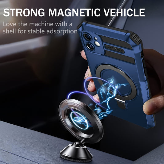 For iPhone 11 MagSafe Magnetic Holder Phone Case(Blue) by buy2fix