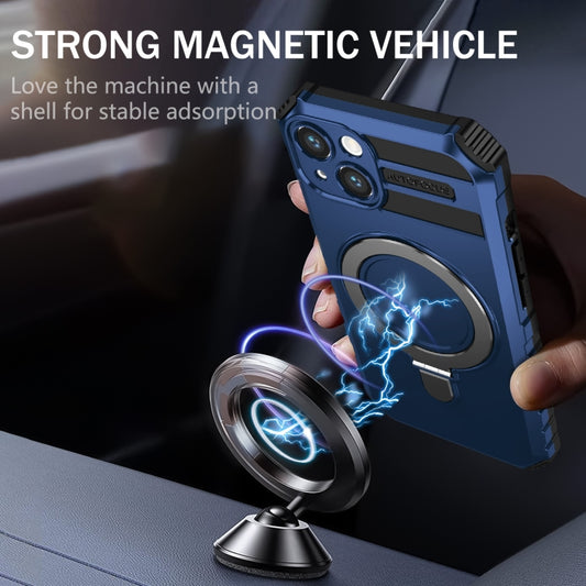 For iPhone 13 MagSafe Magnetic Holder Phone Case(Blue) by buy2fix