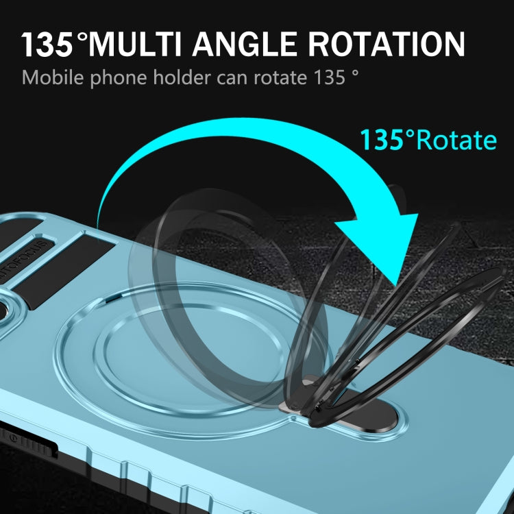 For iPhone 13 MagSafe Magnetic Holder Phone Case(Light Blue) by buy2fix