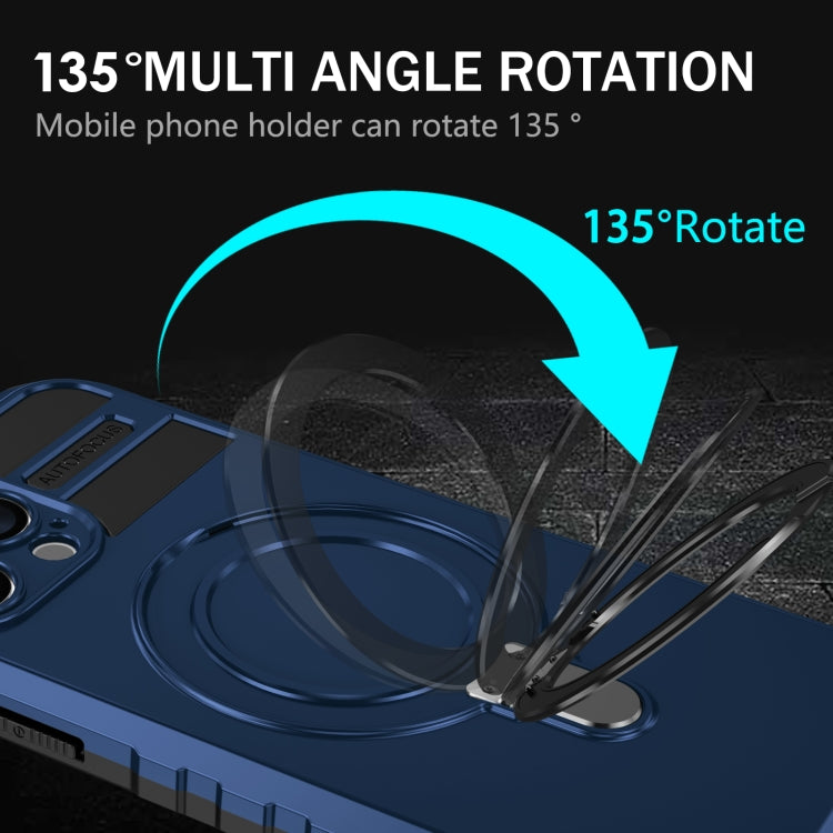 For iPhone 13 Pro Max MagSafe Magnetic Holder Phone Case(Blue) by buy2fix