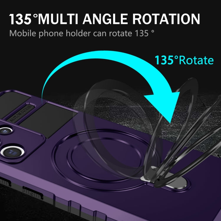 For Samsung Galaxy S21 Ultra 5G MagSafe Magnetic Holder Phone Case(Purple) by buy2fix