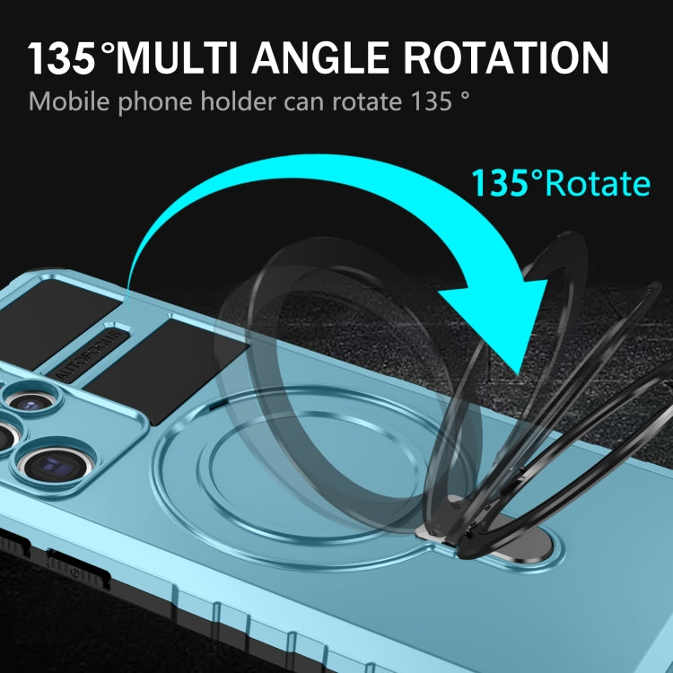 For Samsung Galaxy S22 Ultra 5G MagSafe Magnetic Holder Phone Case(Light Blue) by buy2fix