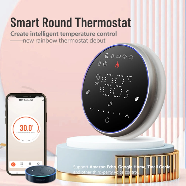 BHT-6001GAL 95-240V AC 5A Smart Round Thermostat Water Heating LED Thermostat Without WiFi(Black) by buy2fix
