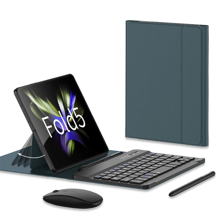 For Samsung Galaxy Z Fold5 GKK Gear Adjustment Bluetooth Keyboard + Pen + Mouse + Case Set(Green) - For Samsung by GKK | Online Shopping UK | buy2fix