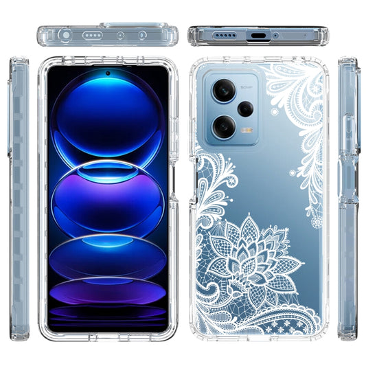 For Xiaomi Redmi Note 12 Pro 5G Transparent Painted Phone Case(White Flower) by buy2fix