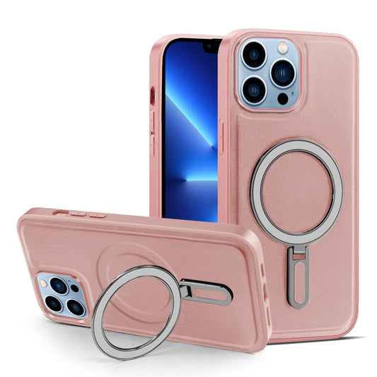 For iPhone 13 Pro MagSafe Magnetic Holder Phone Case(Pink) - iPhone 13 Pro Cases by buy2fix | Online Shopping UK | buy2fix