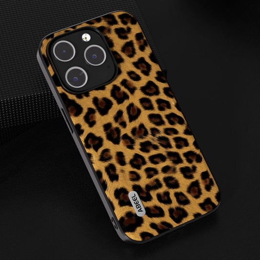 For iPhone 14 Pro ABEEL Black Edge Leopard Phone Case(Golden Leopard) by buy2fix