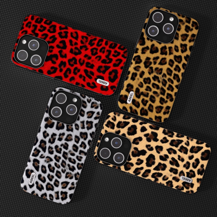For iPhone 14 Pro Max ABEEL Black Edge Leopard Phone Case(Silver Leopard) by buy2fix
