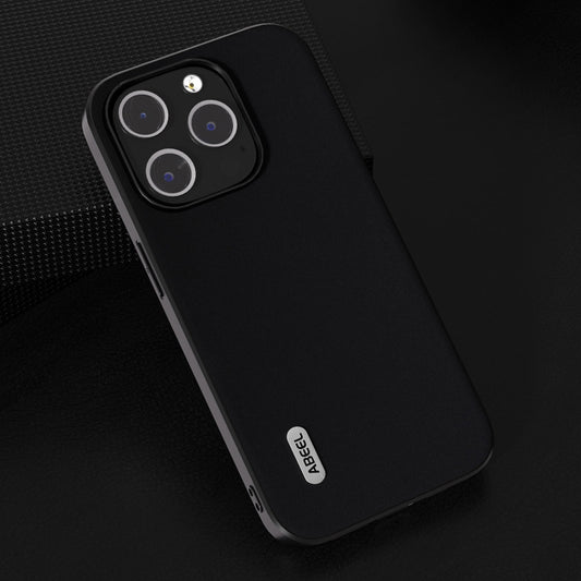 For iPhone 14 Pro ABEEL Genuine Leather Silky Soft Black Edge Phone Case(Black) by buy2fix