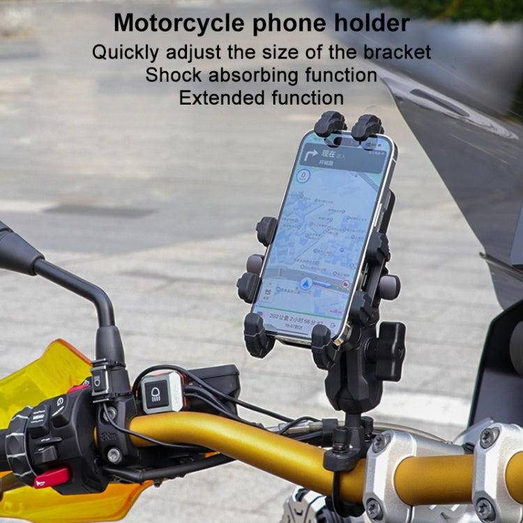 MOTOSLG Crab Motorcycle Phone Clamp Bracket L-Type Rear Mirror Mount with Anti-theft Lock(Black) by MOTOLSG